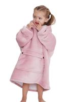 Plaid met mouwen - klein kind - fleece - roze - Badrock
