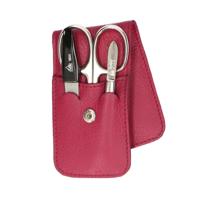 Erbe Solingen 3-delige manicure etui met drukknoopsluiting fuchsia (erbe9079)