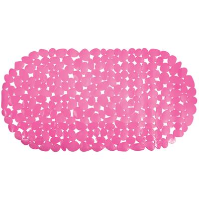 MSV Badmat - anti-slip mat - pvc - fuchsia roze - 35x68 cm - zuignappen - steentjes motief
