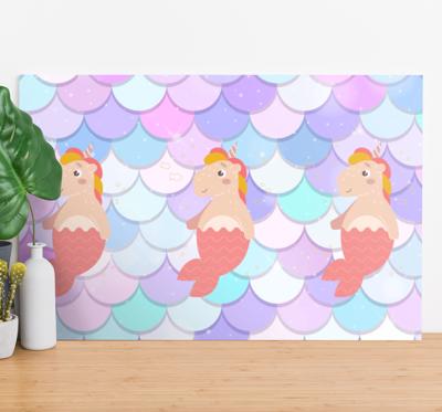 Canvas schilderij kinderen Eenhoornsirenes met vissenschubben