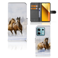 Xiaomi Redmi Note 13 5G Telefoonhoesje met Pasjes Paarden - thumbnail