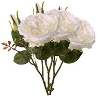 Top Art Kunstbloem roos Little Joy - 3x - wit - 38 cm - kunststof steel - decoratie bloemen - Kunstbloemen