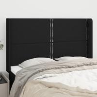 Hoofdbord met randen 147x16x118/128 cm stof zwart