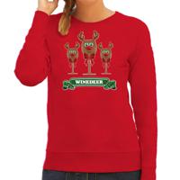 Foute Kersttrui/sweater voor dames - winedeer - rood - wijn - rendier - Rudolf