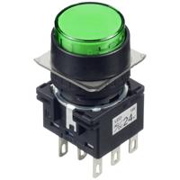 Idec LB1L-A1T64G LB1L-A1T64G Verlichte druktoets 250 V, 125 V, 30 V 5 A 2x uit/(aan) Continu Groen (Ø) 22 mm IP65 1 stuk(s)