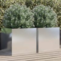 VidaXL Plantenbakken 2 st 49x47x46 cm roestvrij staal zilverkleurig
