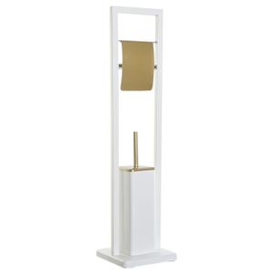 Toiletborstel met toiletrolhouder wit/goud metaal 80 cm