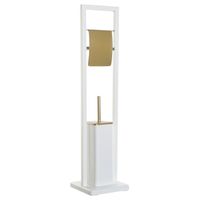 Toiletborstel met toiletrolhouder wit/goud metaal 80 cm - thumbnail