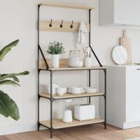 VidaXL Bakkersrek met haken 4-laags bewerkt hout sonoma eikenkleurig VidaXL Bakkersrek met haken 4-laags bewerkt hout sonoma eikenkleurig