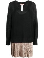 TWINSET robe courte à col v - Noir