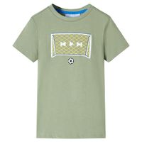 Kindershirt met doelprint 128 lichtkakikleurig