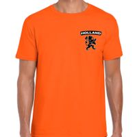 Oranje shirt met oranje leeuw embleem op borst heren - Holland / Nederland supporter shirt EK/ WK - thumbnail