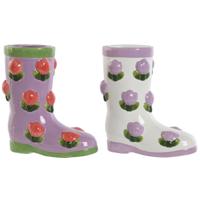 Home ESPRIT Wit Lila Dolomite Laars 21 x 11 x 22 cm (2 Stuks)
