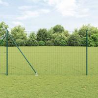 VidaXL Hek met paal groen 1,5 x 10 m staal en pvc