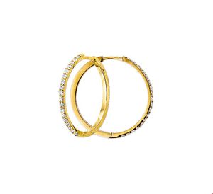 Oorringen geelgoud-zirconia wit 1,5 x 23 mm