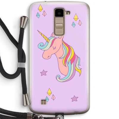 Roze eenhoorn: LG K10 (2016) Transparant Hoesje met koord