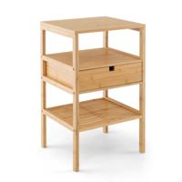 Bamboe Nachtkastje met Lade en 3 Planken 3-Traps Bijzettafel Banktafel voor Woonkamer/Huis 40 x 40 x 68 cm