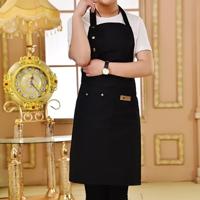 Pure kleur koken keuken schort voor vrouw mannen chef-kok ober Cafe winkel BBQ-Kapper schorten (zwart)
