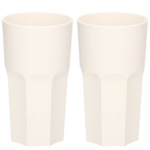 2x stuks onbreekbaar retro glas wit kunststof 33 cl/330 ml