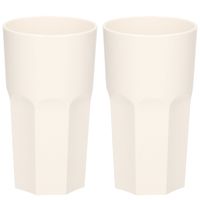 2x stuks onbreekbaar retro glas wit kunststof 33 cl/330 ml