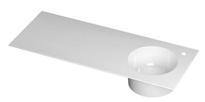 Wastafel UFO porselein rond rechts met 1 kraangat rechts 120 cm x 48 cm x 18 cm Glans wit 0300962