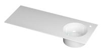 Wastafel UFO porselein rond rechts met 1 kraangat rechts 120 cm x 48 cm x 18 cm Glans wit 0300962