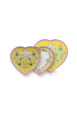 Pip Studio Set/2 Hartvormige Borden Lily&Lotus Geel 21.5cm