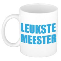 Leukste meester cadeau koffiemok / theebeker blauwe blokletters 300 ml - thumbnail