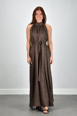 Sage & Ivy jurk Lauren linen chocolate