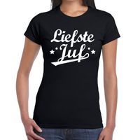 Liefste juf cadeau t-shirt zwart voor voor dames - Einde schooljaar/ juffendag cadeau 2XL  -