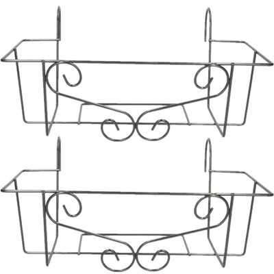 4x stuks elegante grijze bloempot hangers voor plantenbak 20 x 42 cm metaal