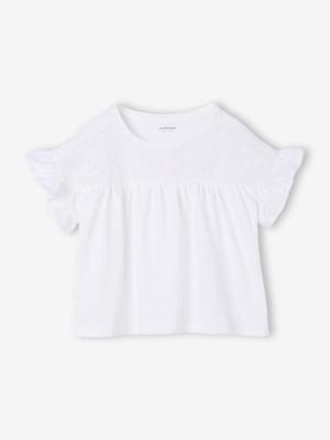 T-shirt meisjes met geborduurde details ecru T-shirt meisjes met geborduurde details ecru
