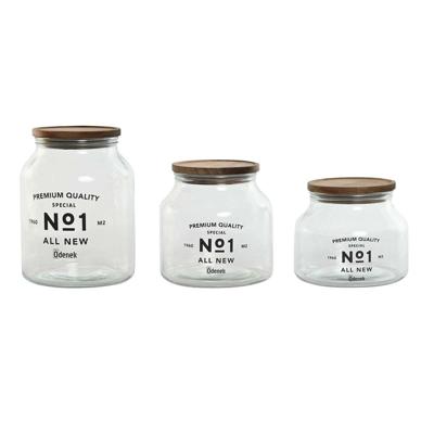 Set van 3 Potjes Home ESPRIT Natuurlijk Kristal Acacia 1,5 L 2 L 3 L 16 x 16 x 21 cm