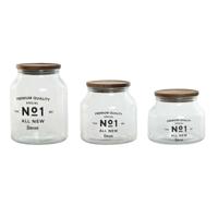 Set van 3 Potjes Home ESPRIT Natuurlijk Kristal Acacia 1,5 L 2 L 3 L 16 x 16 x 21 cm