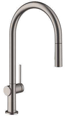 Hansgrohe Talis M54 ééngreeps keukenmengkraan 210 met uitttrekbare vuistdouche, 2 straalsoorten, EcoSmart Brushed Black Chrome