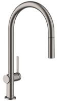 Hansgrohe Talis M54 ééngreeps keukenmengkraan 210 met uitttrekbare vuistdouche, 2 straalsoorten, EcoSmart Brushed Black Chrome