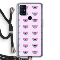Smiley watermeloenprint: OnePlus Nord N10 5G Transparant Hoesje met koord