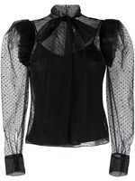 Karl Lagerfeld blouse en résille à volants - Noir