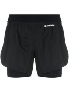 Jil Sander short superposé à logo imprimé - Noir