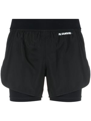Jil Sander short superposé à logo imprimé - Noir