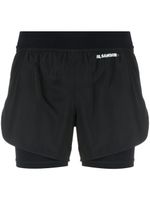 Jil Sander short superposé à logo imprimé - Noir - thumbnail