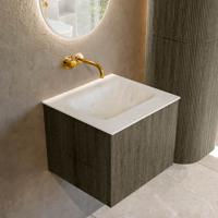 Badmeubel Mondiaz Kurve-Dlux | 50 cm cm | Meubelkleur Shadow | Wastafelkleur Opalo | Solid surface | Wasbak midden spoelbak | Zonder kraangat(en)