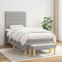 Boxspring met matras stof lichtgrijs 80x200 cm