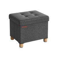 Kruk met deksel en opbergruimte, Donkergrijs / 32 x 40 x 33,5 cm Kruk met deksel en opbergruimte, Donkergrijs / 32 x 40 x 33,5 cm