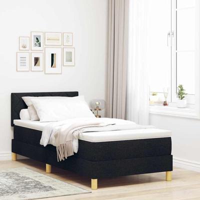 Boxspring Bed met Matras & LED Zwart 100x200 cm Stof