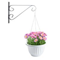 Hangpot + Muurhaak Imola - wit - D25 cm - kunststof - metaal - tuinaccessoires