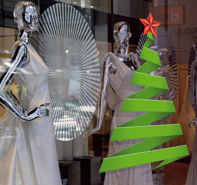 Kerst raamsticker basis Kerstboom zaak