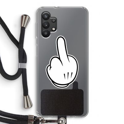 Middle finger black: Samsung Galaxy A32 5G Transparant Hoesje met koord