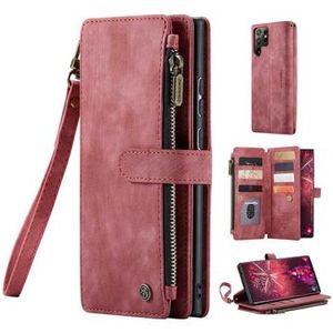 Caseme C30 Multifunctioneel Samsung Galaxy S22 Ultra 5G Portemonnee Hoesje - Rood