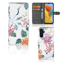 Samsung Galaxy M14 Telefoonhoesje met Pasjes Bird Flowers